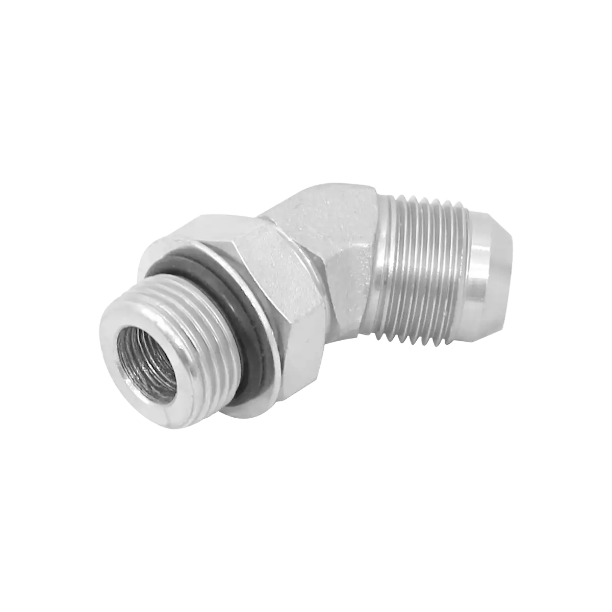 Adaptador curvo 45° - macho unf 3/4" - macho jic 7/8"
