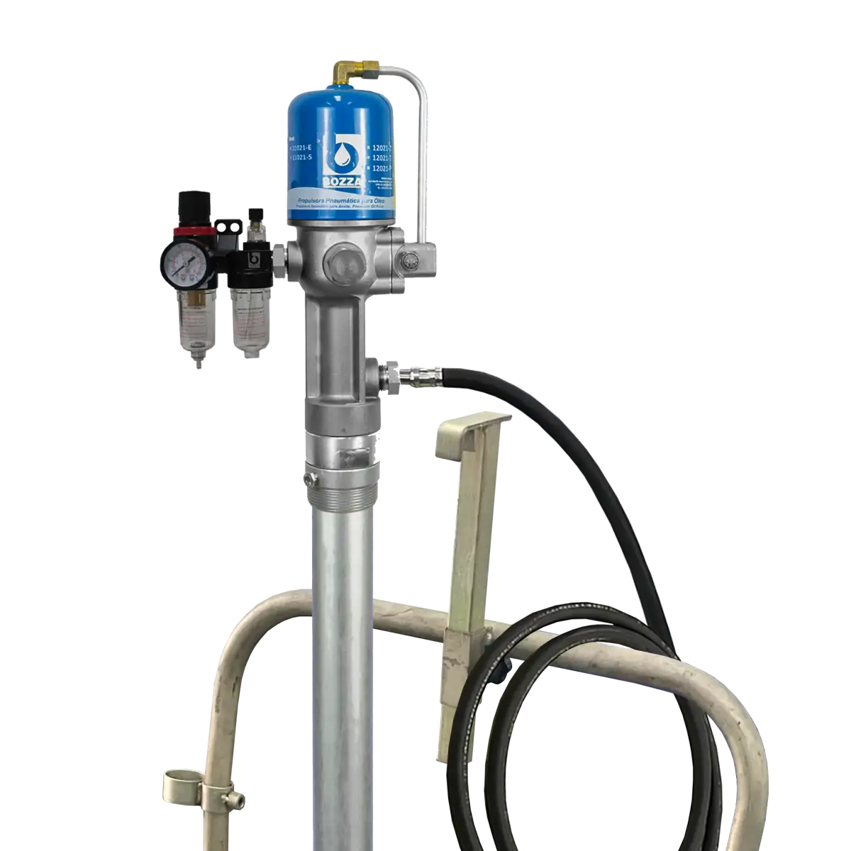 Carrito porta tambor con propulsora, pistola y 2.5 mts manguera de aceite con Medidor Bozza - imagen 3