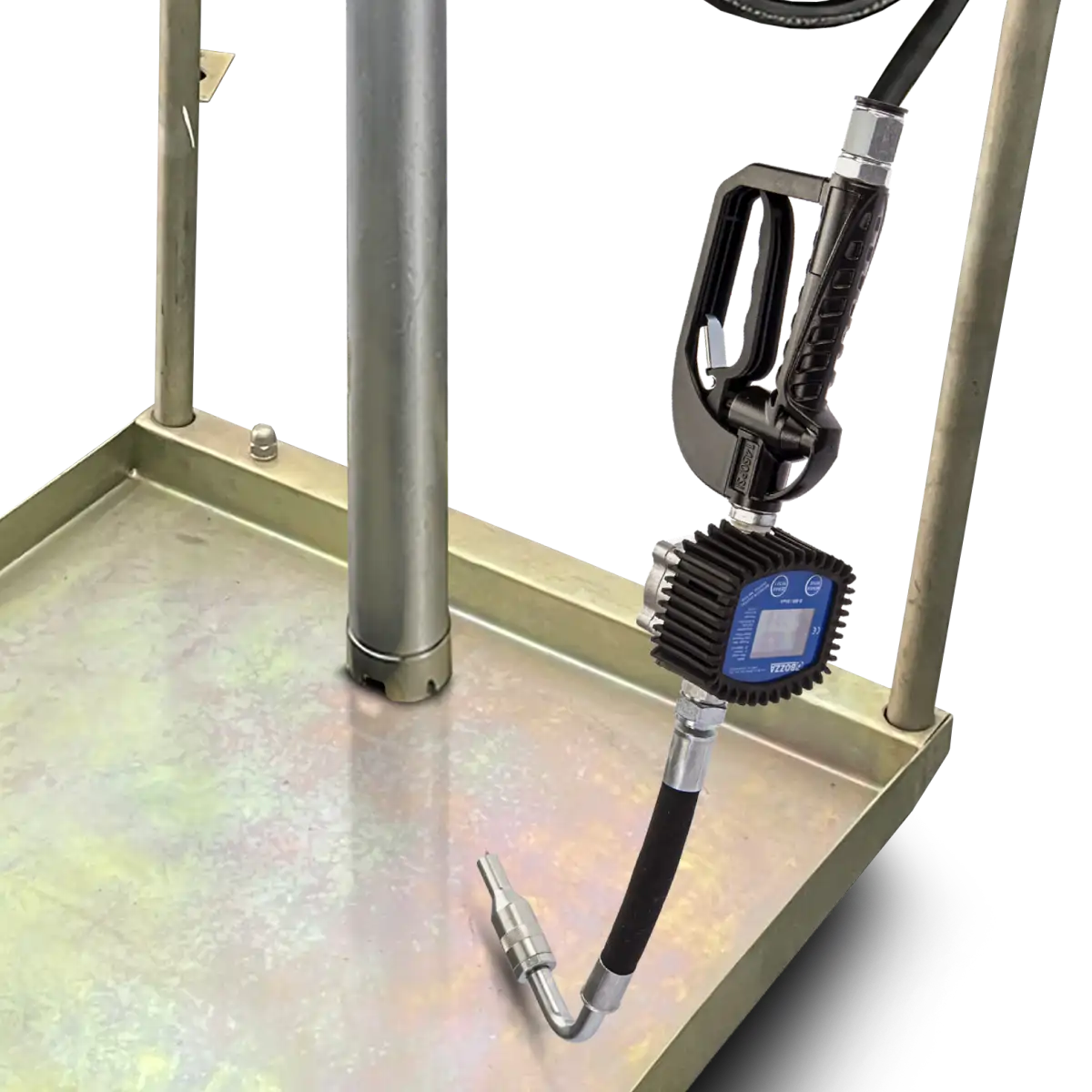 Carrito porta tambor con propulsora, pistola y 2.5 mts manguera de aceite con Medidor Bozza - imagen 4